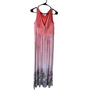 Boston Proper Coral Ombre Maxi Dress | NWT | Ocean Safari Print | Size 6